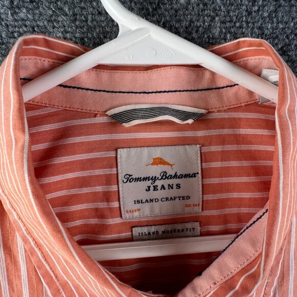 Tommy Bahama Button Up Shirt Men’s Striped Orange White Island Modern Fit XL - Picture 7 of 10